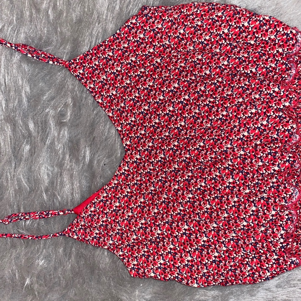 red floral crop top